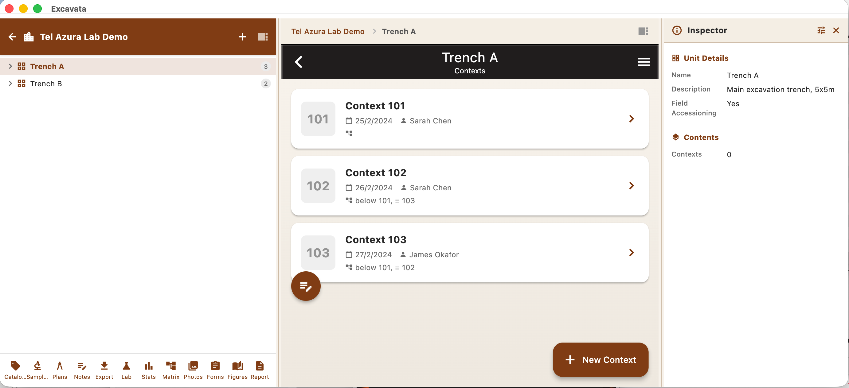 Three-Panel Workspace showing navigator, workspace, and inspector panels