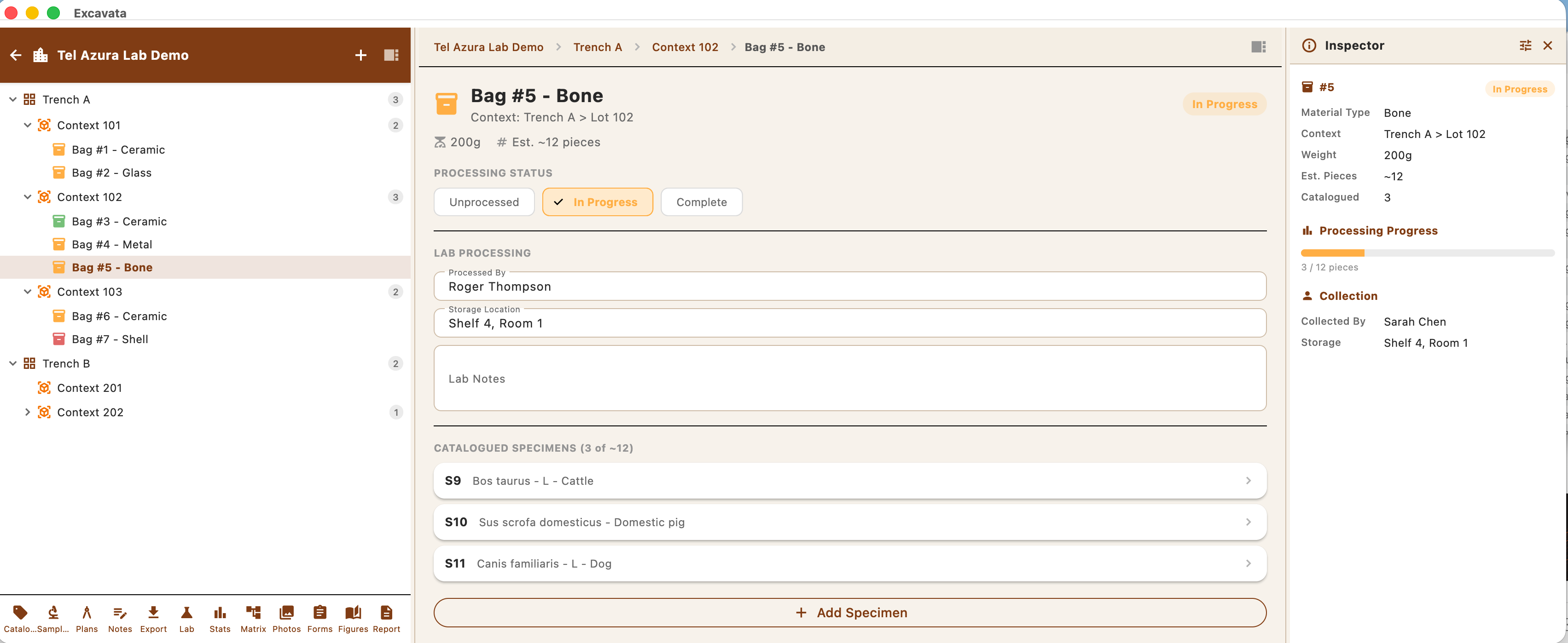 Bulk lab processing with spreadsheet-style editing