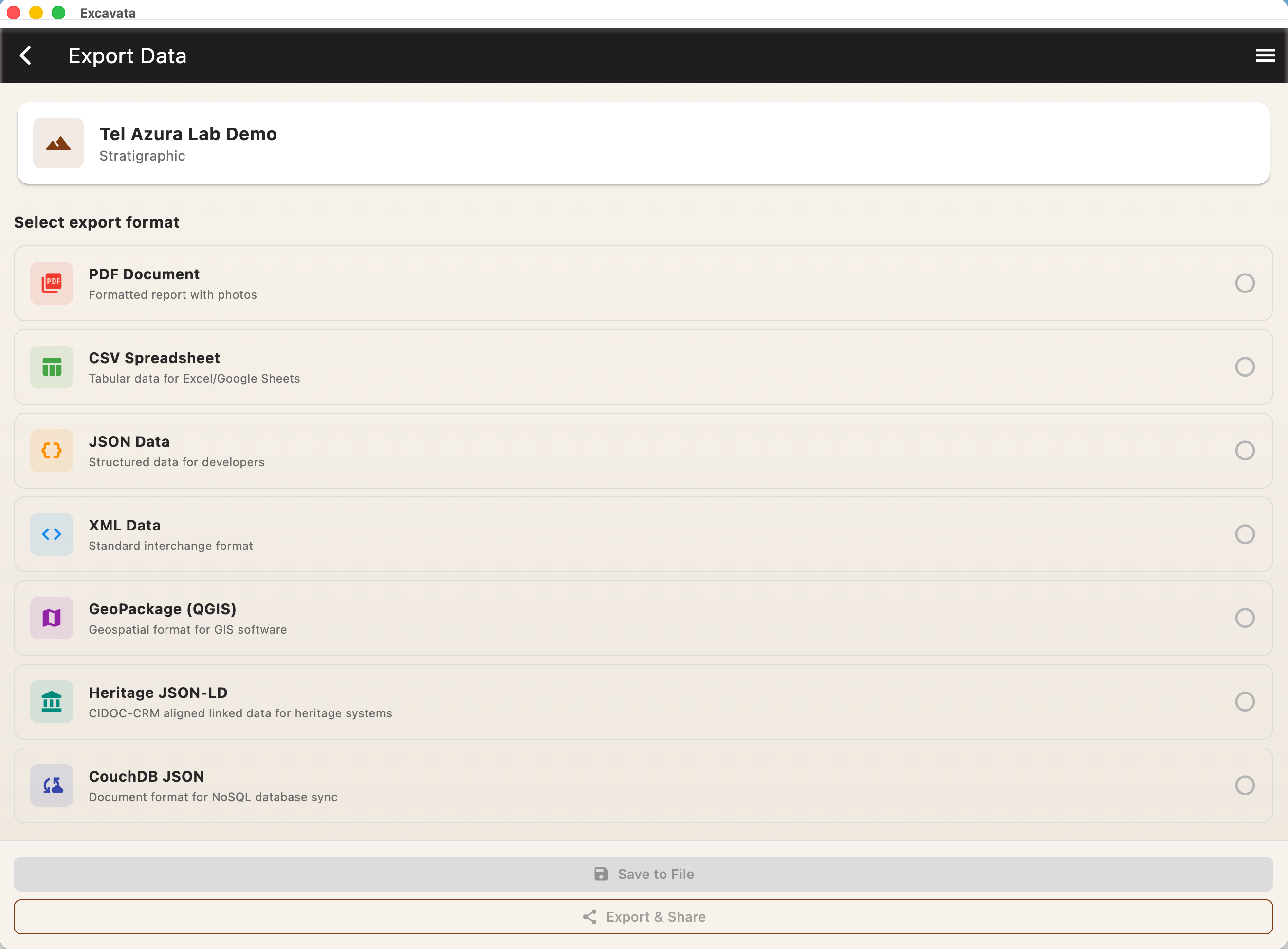 Export capabilities with PDF, CSV, JSON, XML, and SVG formats