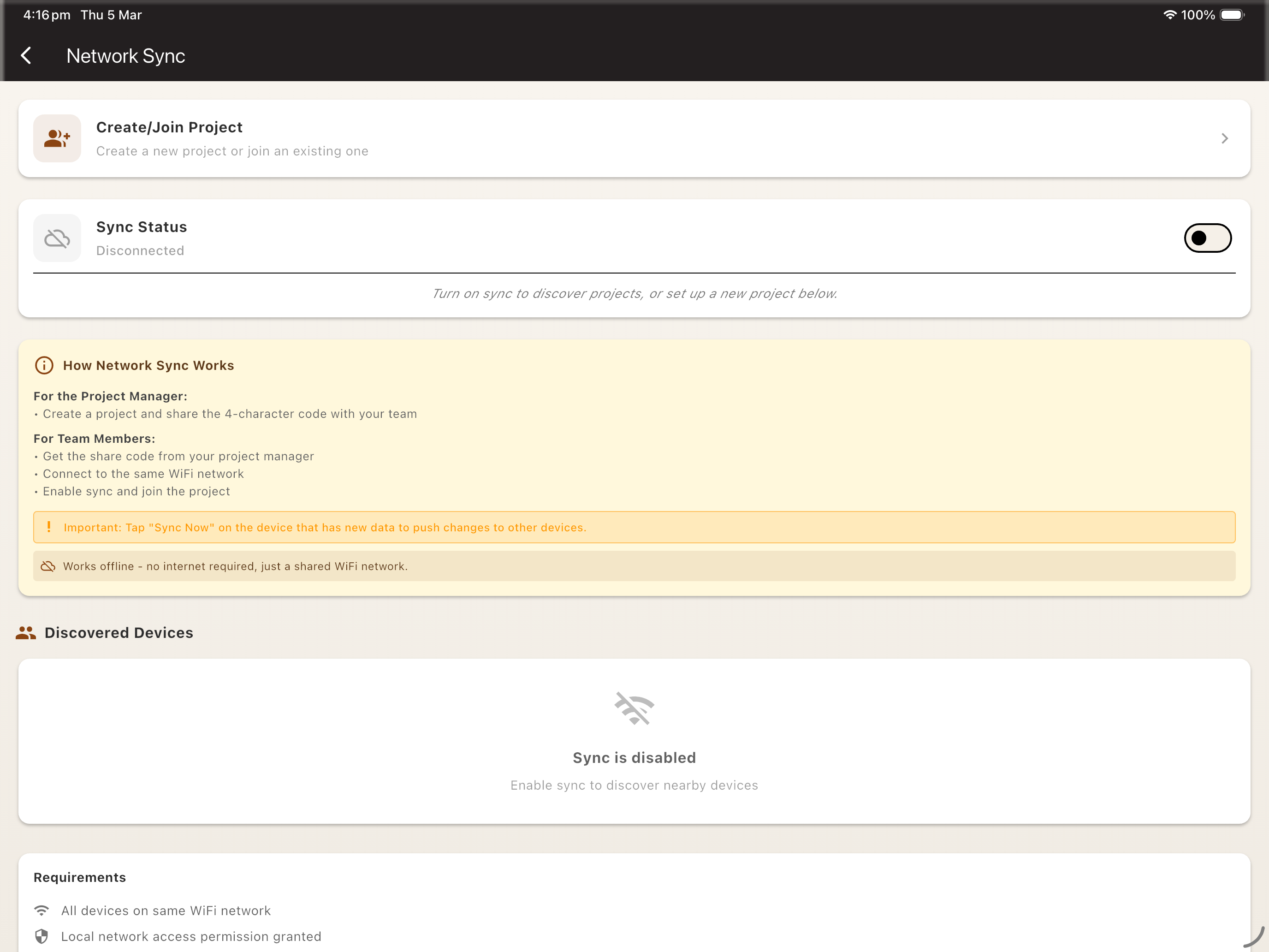 Team sync with peer-to-peer synchronisation
